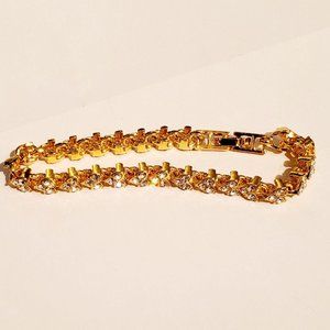 Gold Heart Tennis Bracelet 7 inch